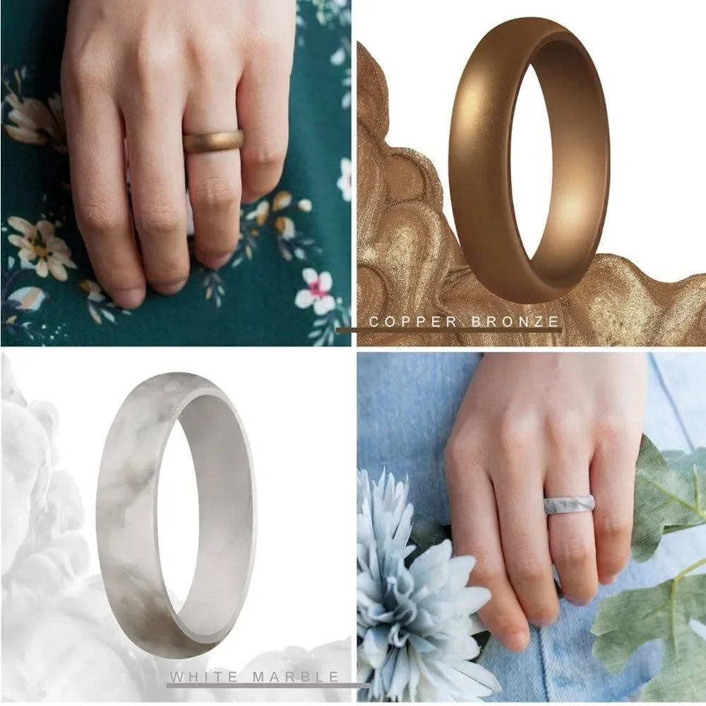 Silicone Wedding Bands Pack of 7